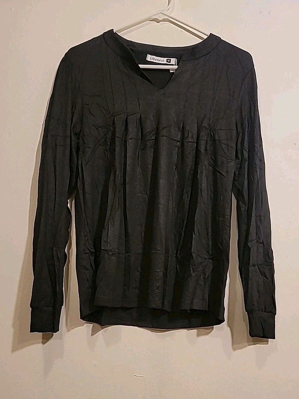 Gleeneat Long Sleeve Dress Tee, Black,  Size Medium